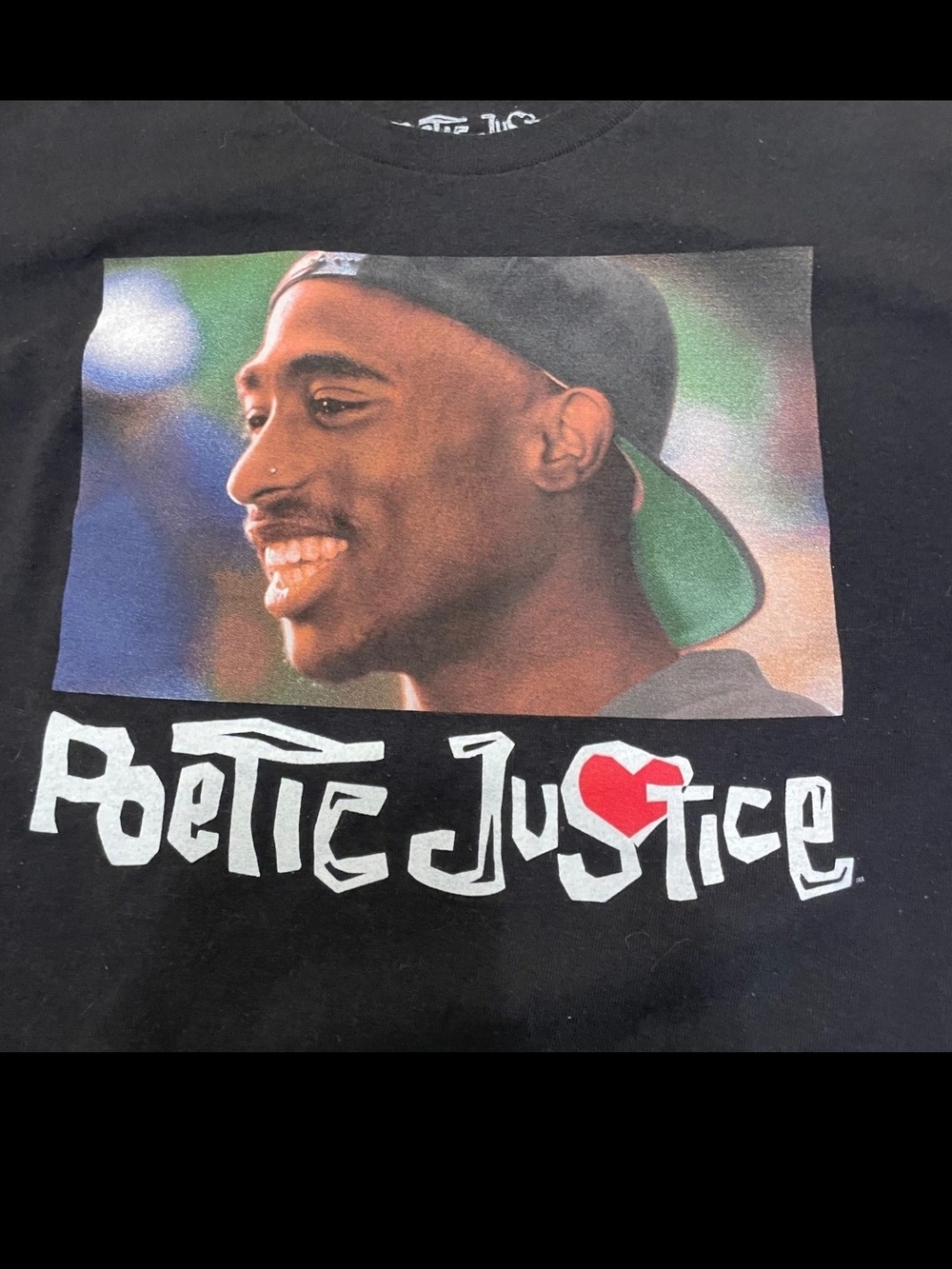 Ripple Junction Black Tee with Multicolor Portrait Of Tupac and White Script